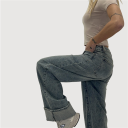 jeans con risvolto wide leg